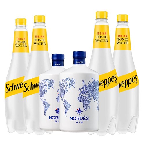Case of 6 with Nordes Atlantic Galician Gin 70cl and Schweppes Tonic Packed Together